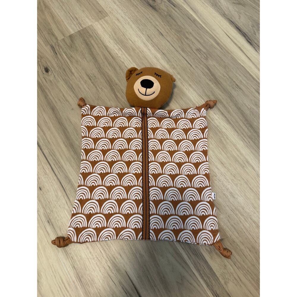 Rare Little Sleepies Bowie The Bear Sleepyhead Lovey Rust Rainbows Print Bamboo